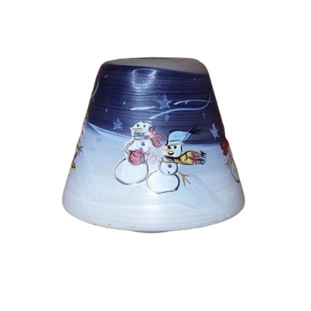 CANDLE SHADE TOPPER HAND PAINTED WINTER SNOWMEN